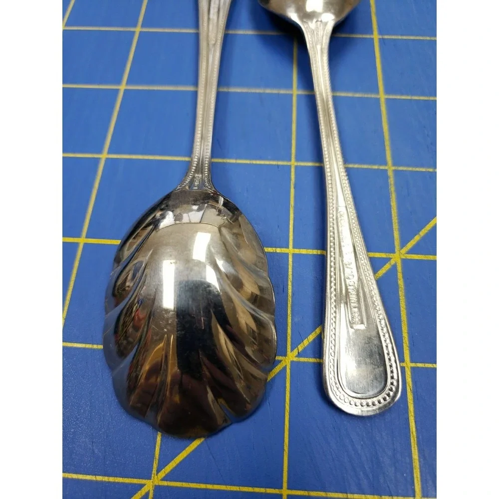 Lot of 2 Cuisinart Sugar Shell Spoon 18/10 Stainless Beaded Edge 6 Inches